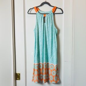 Cabana Life Aqua and Orange Lightweight Dress